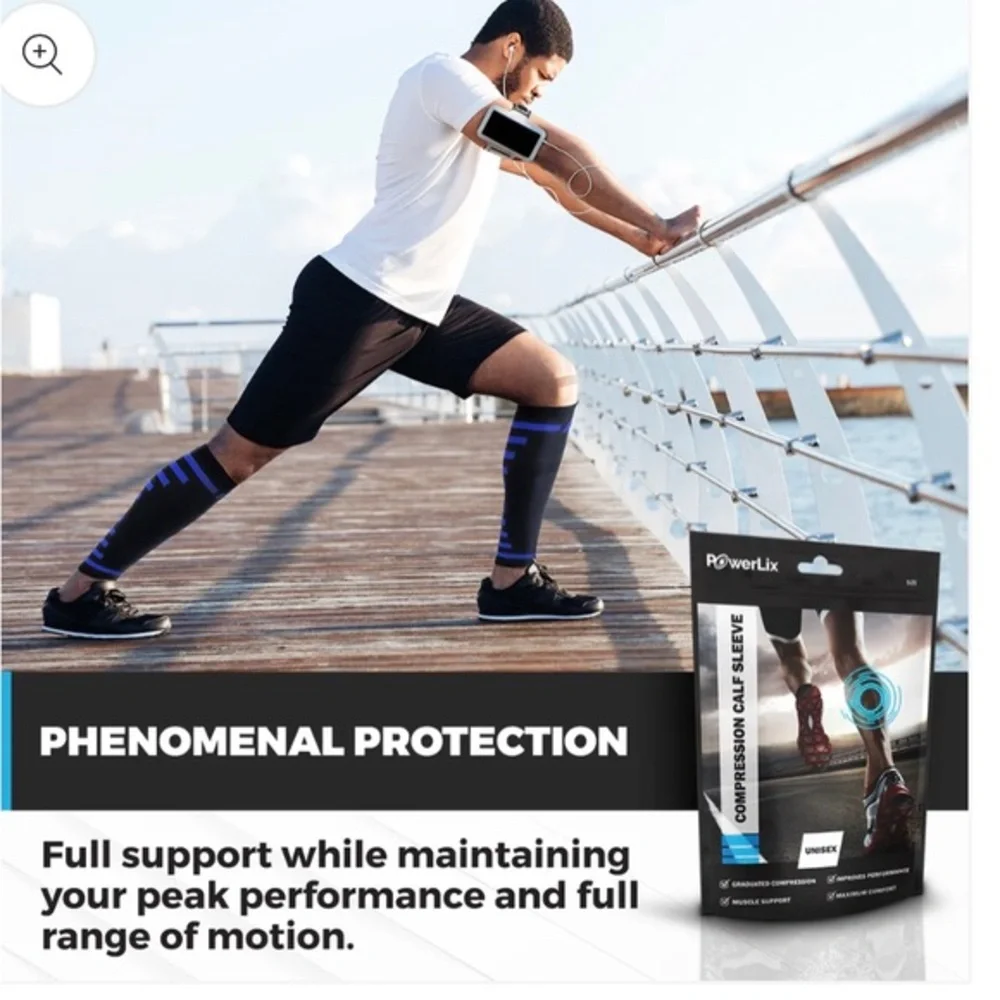 PowerLix unisex Calf Compression Supreme Shin‎ Splint Sleeves sz L/XL new-1 pair